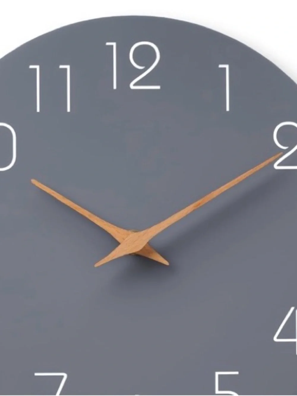 Modern Wooden Wall Clock Non-Ticking Battery-Operated 14” Gray
